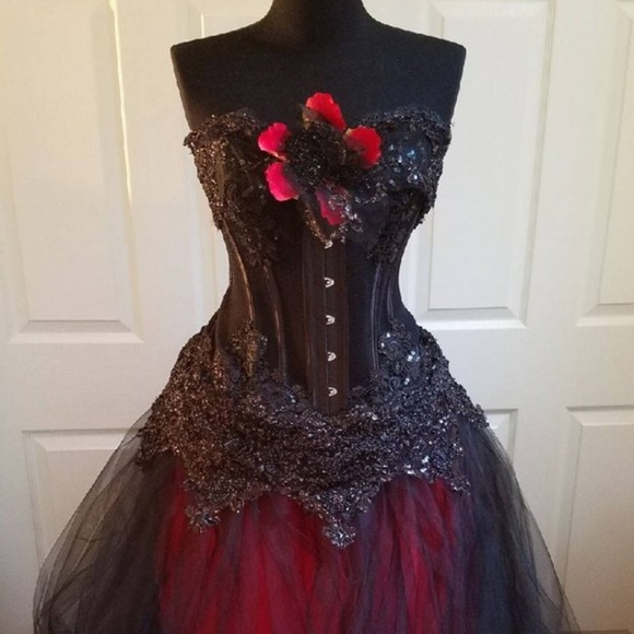 Lilith Goth Twilight Black Red Corset Ballgown Set